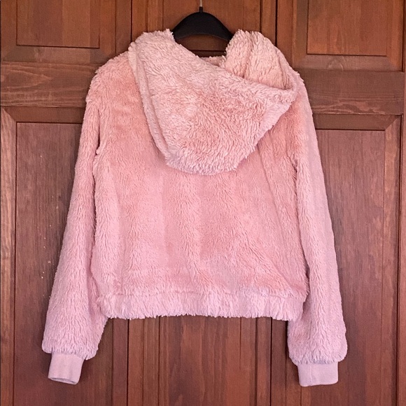 Forever 21 Jackets & Blazers - F21 Pink Faux Fur Hooded Jacket w/Black Trim and Satin Lining Medium